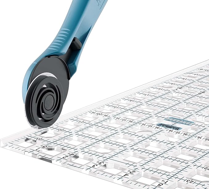 TrueCut Rectangle 3" x 18" Quilting Ruler with Track and Guide for Straight Cuts - Innovative Quilting and Sewing Ruler for Accurate Fabric Cuts with 1/8th Measurements
