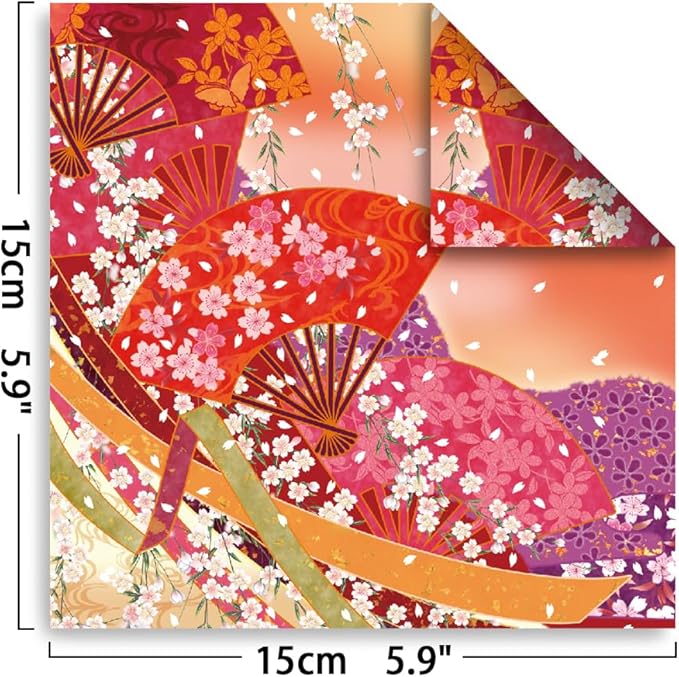 Origami Paper Kit Dobule Sided 100 Sheets 100 Colors 6 Inch Japanese Chiyo Square Easy Fold Arts Crafts DIY Handwork Origami Papers Beginner Sakuras Baroque