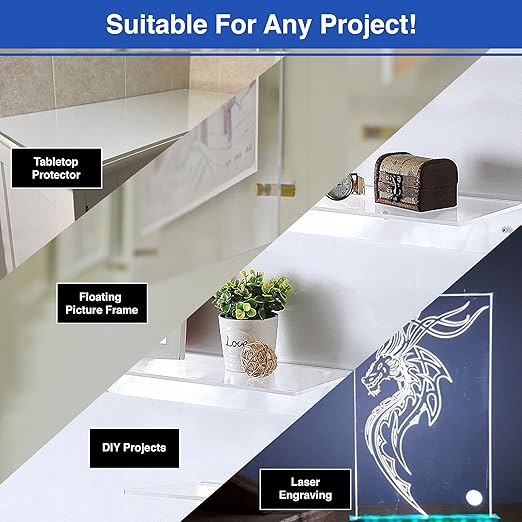 Duco USA-Made Clear Cast Acrylic Sheet 1/8 Inch Thick 8" x 12" - 1 Pack of Transparent Plexiglass Sheet - Lightweight Acrylic Board for Window Replacements, Displays, Signs, and More