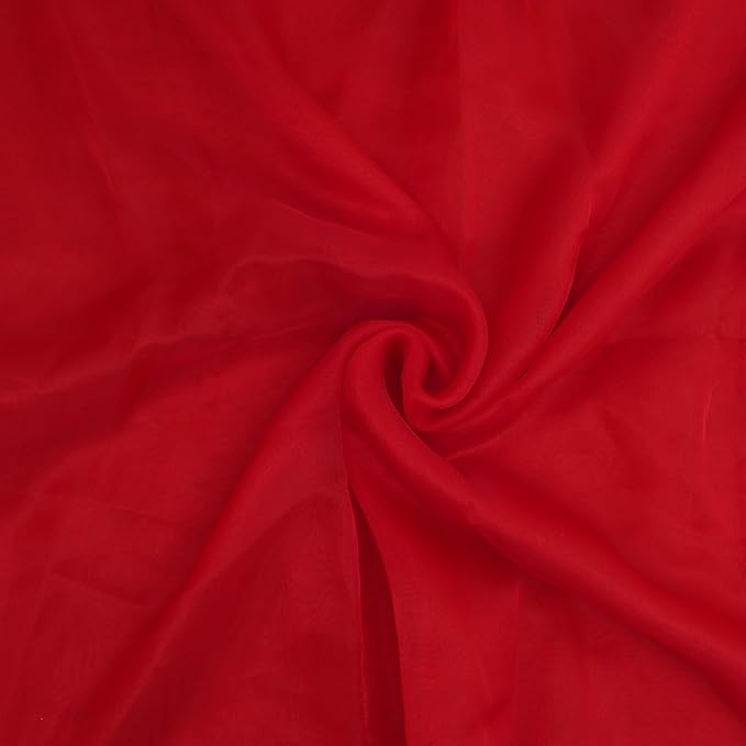 Organza Fabric 5 Yard Bridal Solid Sheer Organza Fabric Bolt for Wedding Dress, Fashion, Crafts, Decorations Silky Shiny Organza 44" - (5 Yard, Red)