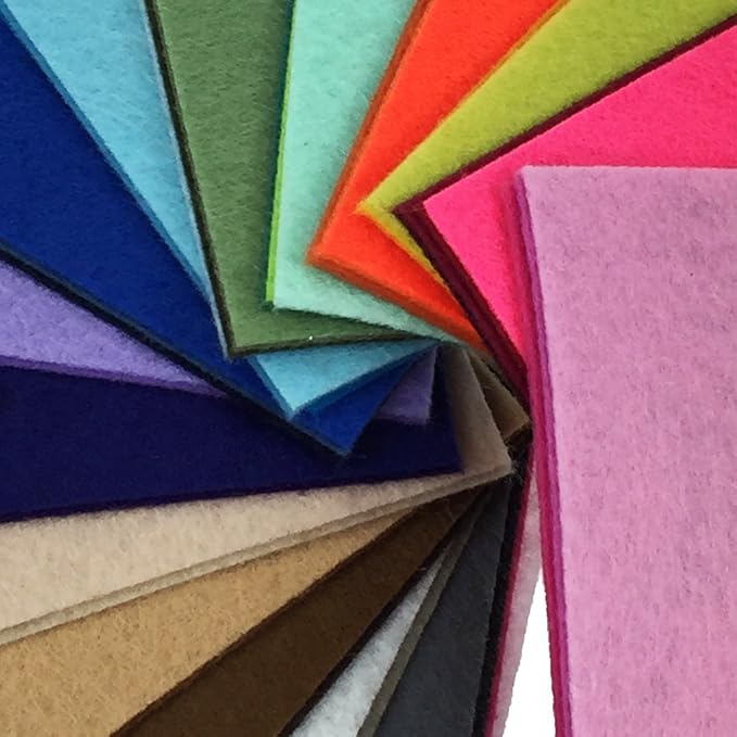 flic-flac 44PCS 4 x 4 inches (10 x10cm) Assorted Color Felt Fabric Sheets Patchwork Sewing DIY Craft 1mm Thick