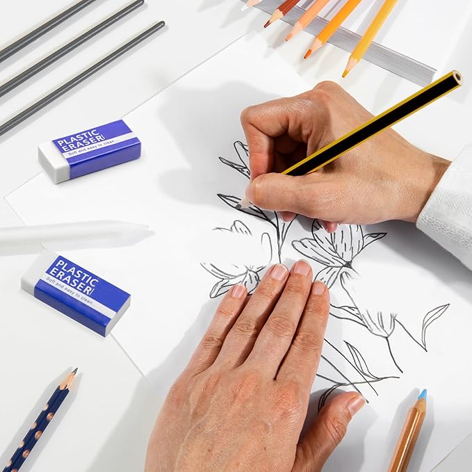 72 Pack White Eraser for Pencil, Bulk Art Erasers for Drawing Sketching, Pencil Erasers Rubber for Kids Prize, School Classroom Students, Office Supplies