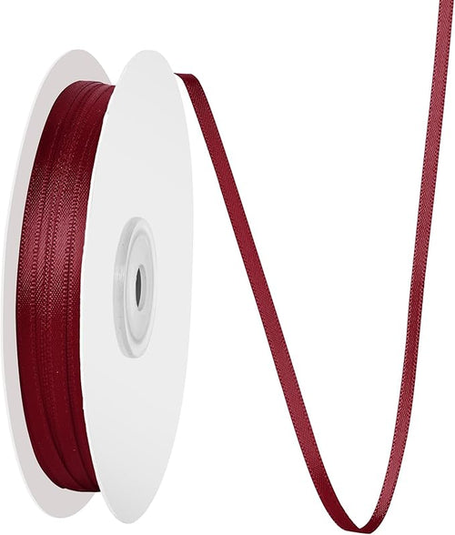 1/8 Inch X 100 Yards Sherry Satin Thin Ribbon Solid Color Double Faced Ribbons Perfect for Crafts Wedding Decor Bow Making Arts Sewing and More