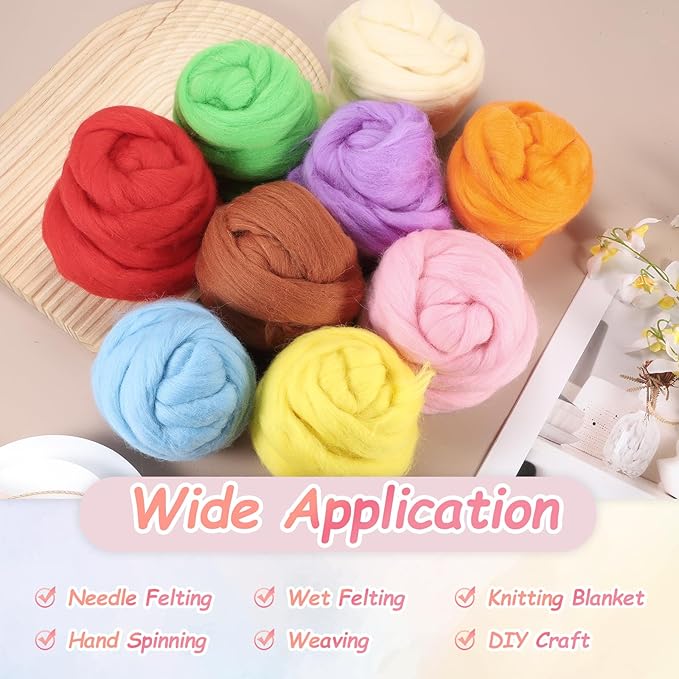 PATIKIL Wool Roving Yarn, 150G/5.3OZ Soft Felting Wool Pure Chunky Roving Yarn Bulk for Needle Felting Knitting Blanket Spinning Weaving DIY Craft, Light Khaki