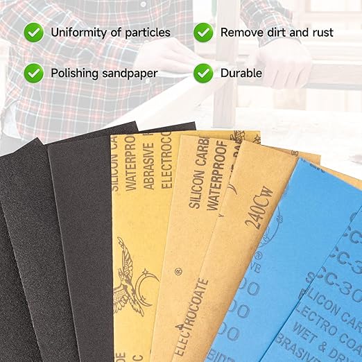 Sandpaper 120 Grit, Wet Dry Sanding Sheets 9 x 3.6 Inch for Wood Furniture Finishing, Metal Sanding and Automotive Polishing,21 -Sheet