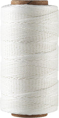 Bonded 0.8mm Round Waxed Polyester Cord, 3-ply Wax Coated Thread, 197 Yards Stiff String for Heavy Duty Fabric, Leather Sewing, Book Binding, Upholstery Repair, and Macrame Jewelry - White