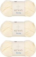 3 Skeins of Sensy Roving Yarn, 3.5 oz, 132 Yards, Gauge 5 Bulky (Creamy)