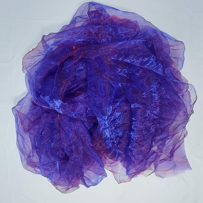 Two-Tone Iridescent Holographic Organza Fabric - 5.5 Yards | Lightweight Sheer Gauze Voile Tulle | for Dresses, Party Decor, DIY Crafts, Shiny Backdrops(Sapphire red)