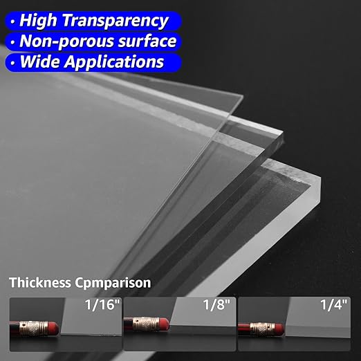 Art3d (2 Pack) 1/4" Thick Plexiglass Sheets - 29"x59" PET Clear Acrylic Sheets for Art Design，Craft Projects, Signs, DIY in Home, Wedding, Festival,Party,Office