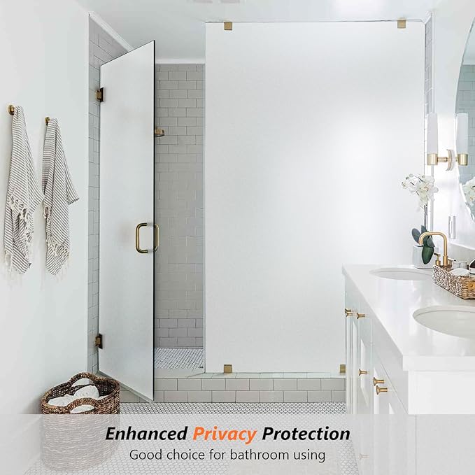 Kromapolis Window Privacy Film Frosted Glass Window Film, Heat Blocking Privacy Film for Glass Windows, Static Cling Non-Adhesive Frosting Window Stickers for Door Home (Frosted, 11.8 x 78.7 inch)