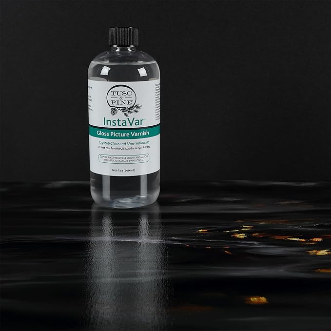 Tusc & Pine InstaVar™ Gloss Picture Varnish - Archival Quality Varnish for Oil, Alkyd, and Acrylic Artists - 16.9oz Bottle
