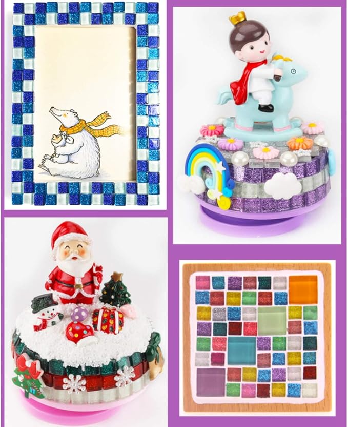 Mixed Color Mosaic Glass Tiles Shine Crystal Glass Pieces Bulk Square Glitter Crystal Mosaic Tiles for Home Decoration or DIY Crafts 200g,1x1 cm (Fruits)