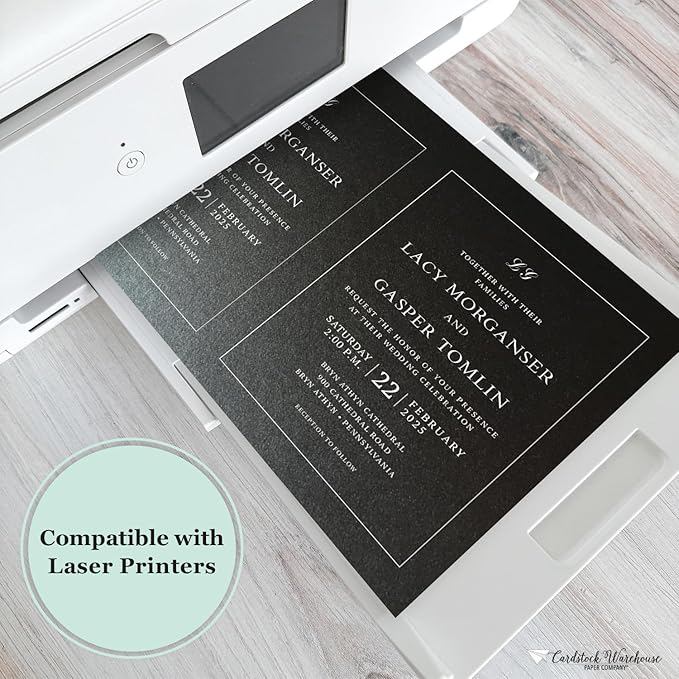 Cardstock Warehouse Stardream Onyx Black Cardstock Paper - 25 Sheets, 8.5 x 11" – 105 lb / 284 GSM Premium Metallic Black Card Stock for High-end Printing, Card Making, Die-cutting & DIY Projects