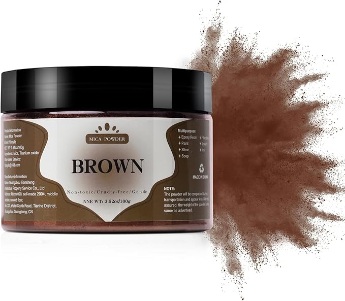 Mica Powder - 100g Mica Powder for Epoxy Resin - Metallic Color Pigment for Resin, Soap, Bath Bombs, Eye Shadow, Nails, DIY Crafting Projects etc. (Brown)