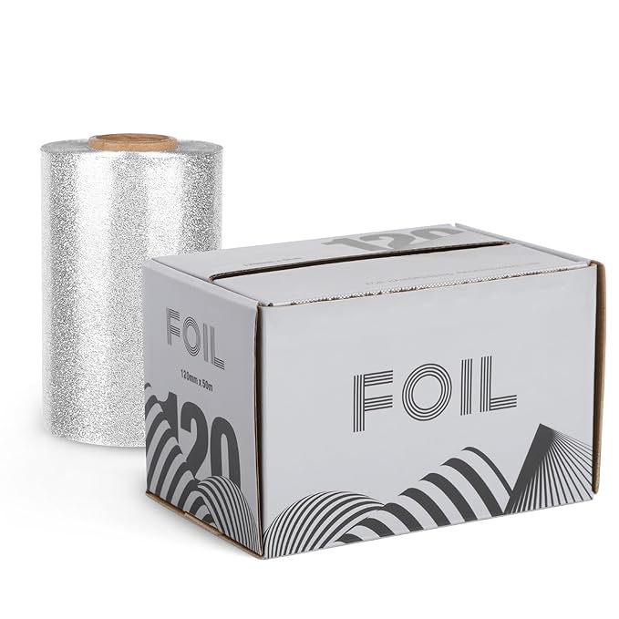 Segbeauty 164 ft Embossed Foil Aluminum Roll, 50m Silver Hair Foils Roll Aluminum Hair Foils for Highlighting, Salon Heat Resistant Dye Tools for Women Dye Coloring Highlighting and Bleaching Services