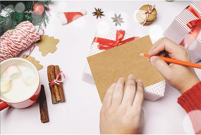 50 Pack 5x7 Kraft Blank Cardstock Paper Thick Paper - 80lb Flat Cards Stock Printer Paper for Make Your Own DIY Invitations, Note, Greeting, Table Cards - Writing, Stamping, Painting, Drawing