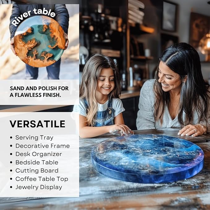 Alaskey® Premium Round Resin Table Silicone Mold 10"x2" | Durable, Reusable, No Seal Required | Large Epoxy Resin Mold for DIY Effortless River Table, Coasters, Cutting Boards, Charcuterie, and Crafts
