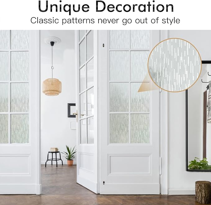 Haton Window Privacy Film, Frosted Glass Static Cling Sun Heat Blocking Window Clings, Frosting Opaque Coverings, Vinyl Removable Stickers Tint for Home Door Office, Non Adhesive 35.4" x 118.1"