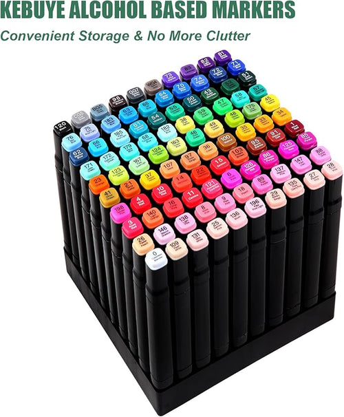 100 Colors Alcohol Markers Set, Dual Tips Blender Art Markers for Drawing Sketching Coloring Artist Pens and Underlining, Professional Permanent Sketch Marker for Kids Adult Coloring