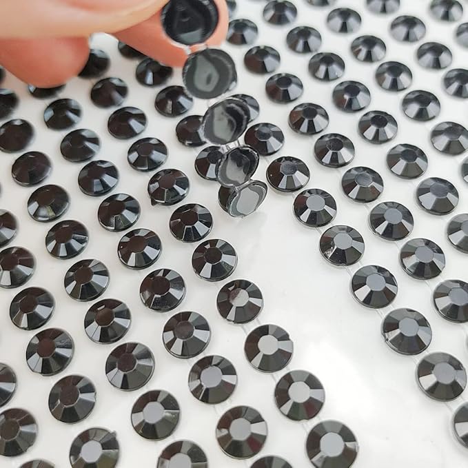 1799pcs Self Adhesive Face Gems Stickers, Hair Gems Rhinestones Stickers, Bling Jewels for Makeup, Crafts, Home Decor Scrapbooking Embellishments, 4 Sizes 3mm/4mm/5mm/6mm(Black Rhinestones)