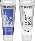 MEEDEN Acrylic Paint Phthalo Blue: Bundled with Titanium White Color - 100ml/3.38oz x 2 Bulk Heavy Body Acrylic Paint Tubes for Model Pumpkin Enamel Rock DIY