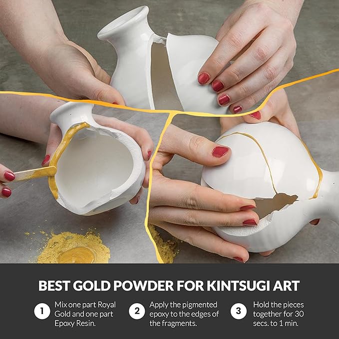 MEYSPRING Royal Gold Mica Powder for Epoxy Resin - Kintsugi Gold - Epoxy Resin Pigment - Great Resin Color for Kintsugi Repair Kit and Metallic Epoxy - Resin Art Supplies - Cosmetic Grade Mica Powder