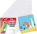 Mini Canvas Boards for Painting 20 Pack, 5x5 Inch Canvas Panels, 100% Cotton White Blank Art Supplies for Acrylics Oil Watercolor Tempera Paints
