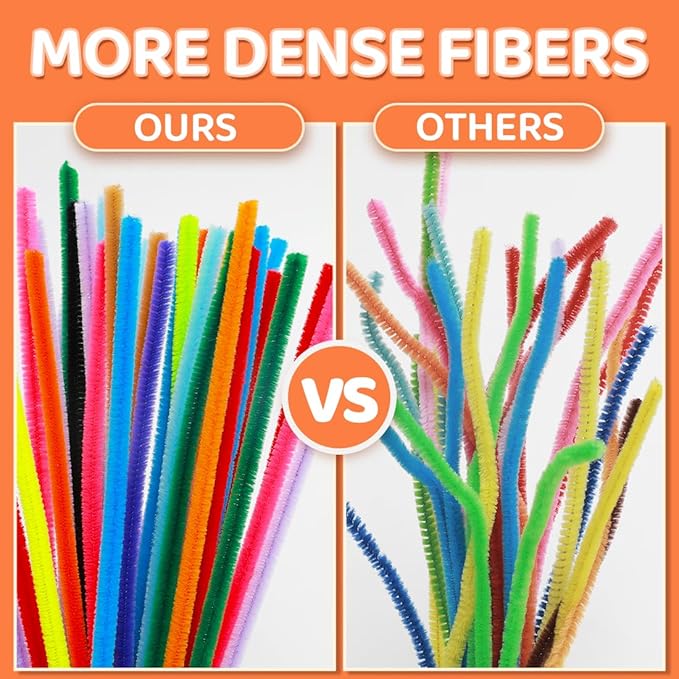 500pcs Pipe Cleaners, Pipe Cleaners for Crafts, Craft Supplies Multicolor Chenille Stems for Art&Craft Christmas DIY Projects(12inch*6mm,20colors)
