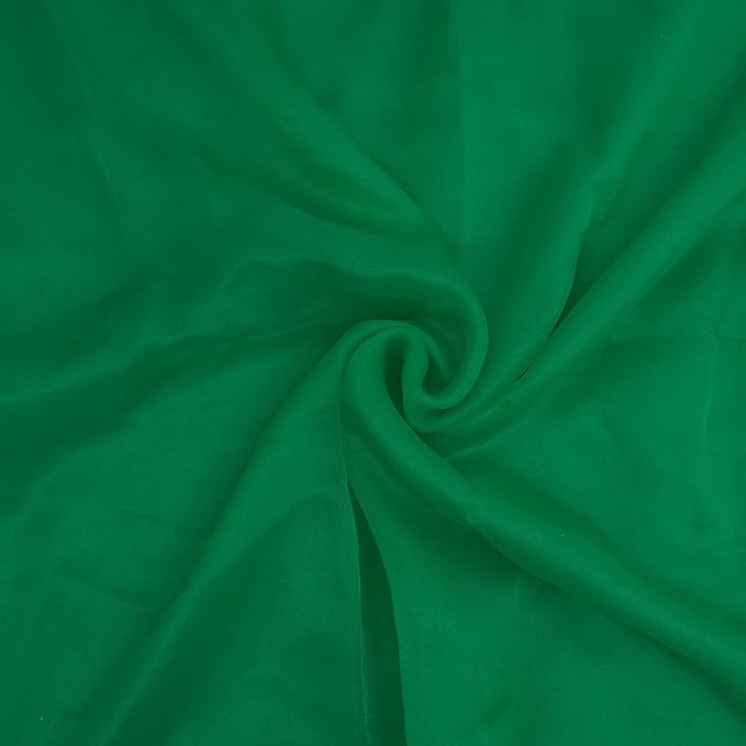 Organza Fabric 5 Yard Bridal Solid Sheer Organza Fabric Bolt for Wedding Dress, Fashion, Crafts, Decorations Silky Shiny Organza 44" - (5 Yard, Green)