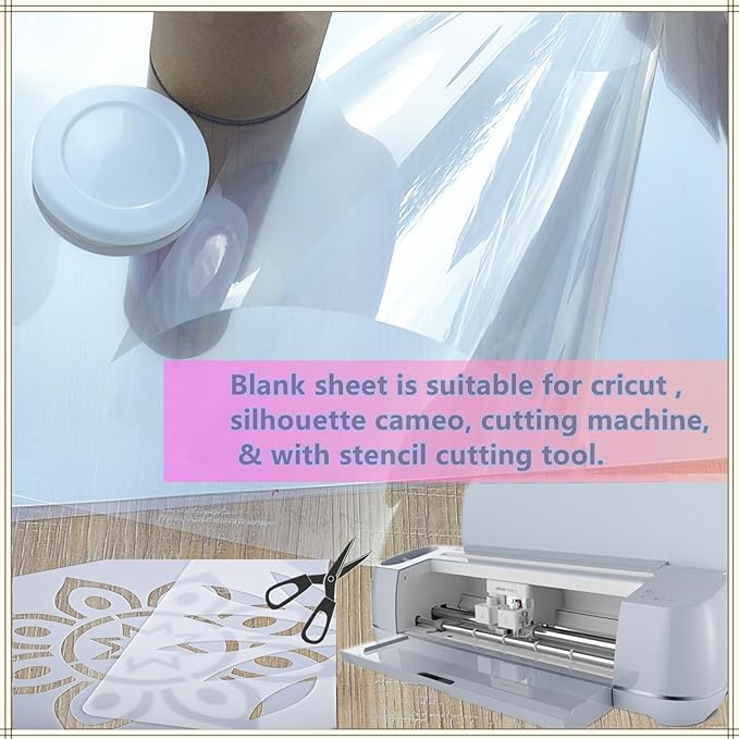 10 Sheets 6 mil Acetate Mylar Sheet 12 x 24 inch Transparent PET Blank Stencil Sheet for Cricut, Silhouette, Craft Template Material