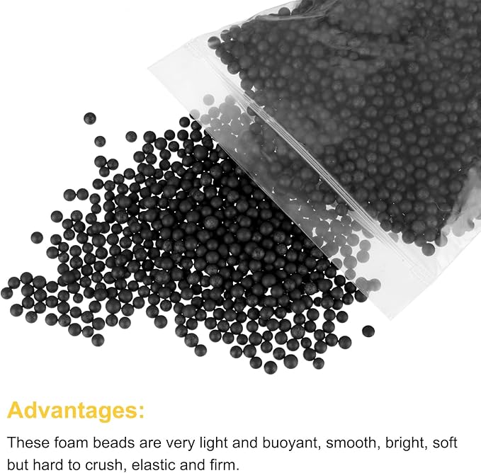 MECCANIXITY Foam Beads Foam Balls 2-3mm for Wedding and Party Decorations, Tiny Packing Balls, Arts DIY Crafts Supplies (Black,1 Pack Approx 8000pcs)