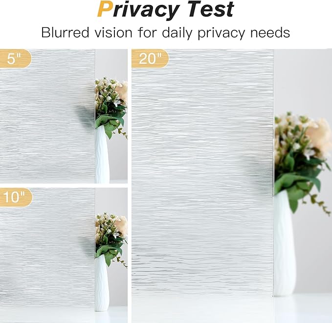 Haton Window Privacy Film, Frosted Glass Privacy Window Clings, Sun Blocking Frosting Opaque Coverings, Static Cling Removable Decorative Stickers for Home Door, Non-Adhesive 35.4" x 118.1"