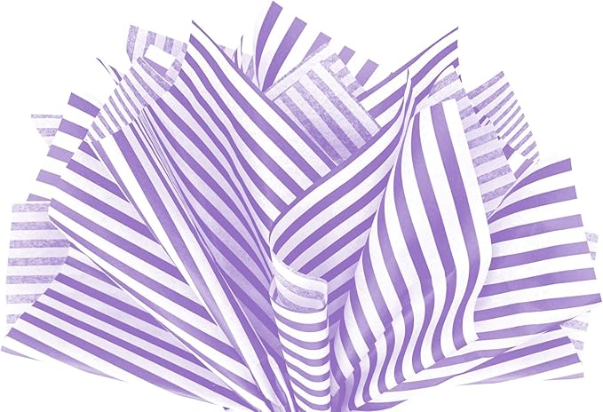 Flexicore Packaging Lilac Purple Pin Stripe Print Gift Wrap Tissue Paper Size: 15 Inch X 20 Inch | Count: 10 Sheets | Color: Lilac Pin Stripe
