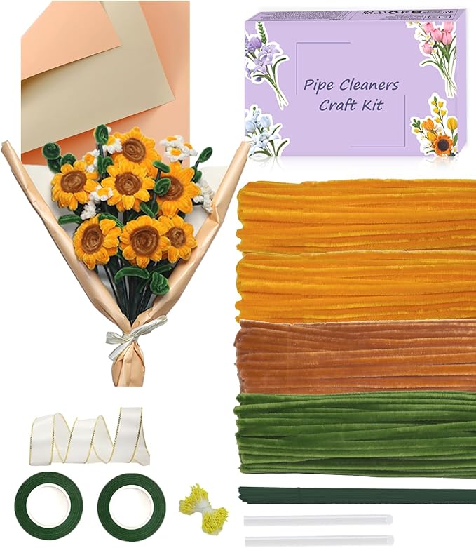 Pipe Cleaners, 400 Pieces Chenille Stems for Flower Bouquet Making, Fuzzy Sticks for DIY Projects, STEM Activities, Length 11.8 inches(30cm), Beginner-Friendly Birthday Gifts for Craft Lovers (Yellow)