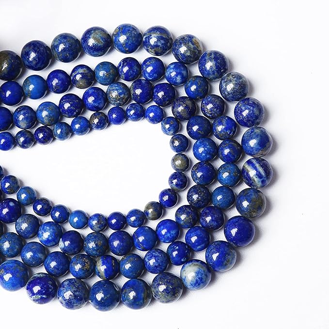 10mm 32PCS AAA+ Natural Lapis Lazuli Gemstone Beads Round Loose Stone Beads for Jewelry Making DIY Bracelets Necklace Earrings 32" 2 Strands