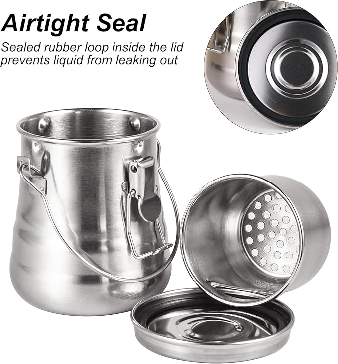 Paint Brush Cleaner and Holder, Stainless Steel Airtight Brush Washer with Removable Porous Filter for Painting (13.5 oz/400 ml)