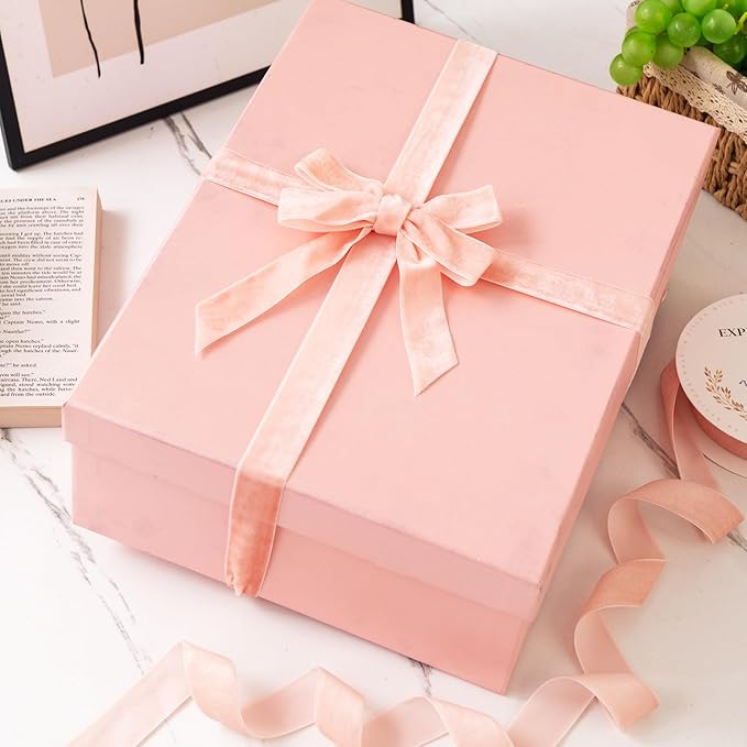 Pink Velvet Ribbon 5/8'' 2 Rolls Total 30 Yards, Use for Gift Wrapping, Christmas Tree, Wreath Decoration, DIY Crafts (Pink, Light Pink)