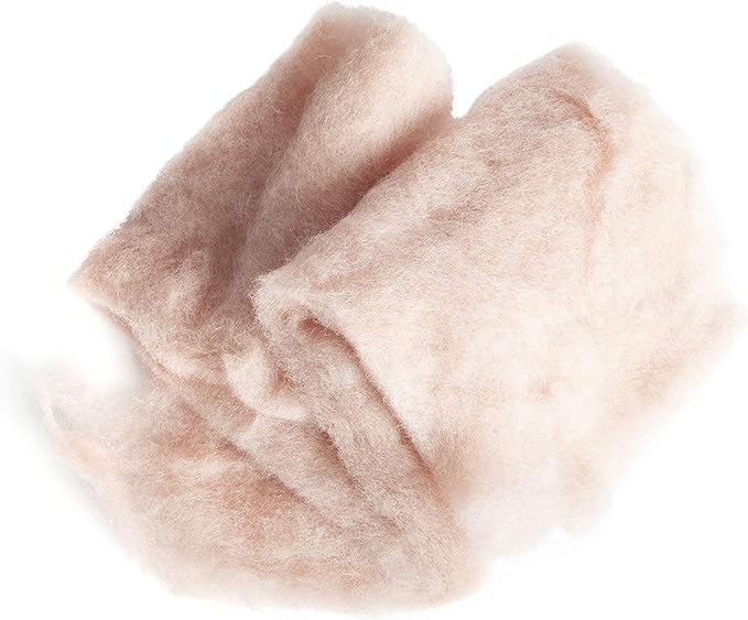 Desert Breeze Distributing Maori Wool Carded Batting, 100% Natural New Zealand Wool Made by DHG in Italy for Needle Felting, 3.5 OZ, 27 Micron, Color Shell Pink