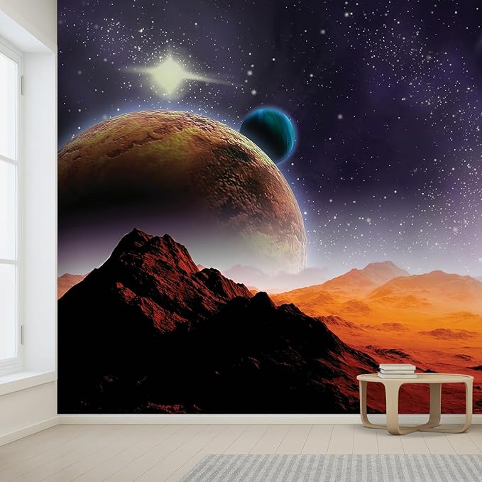 wall26 Wall Sticker/Wall Mural Peering into a Vibrantly Colored Space, Not Peel and Stick, Non-Woven Wallpaper Decorative for Bedroom, Living Room, Office - 96x120 inches