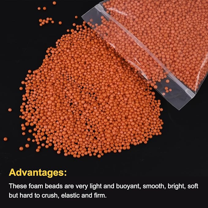 MECCANIXITY Foam Beads Foam Balls 2-3mm for Wedding and Party Decorations, Tiny Packing Balls, Arts DIY Crafts Supplies (Bright Orange,1 Pack Approx 8000pcs)
