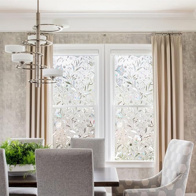 Kromapolis Window Film, Window Privacy Film, Window Vinyl Glass Covering, Stained Glass Decorative Film, Window Film Privacy Frosted Static Clings, Non-Adhesive, No-Glue (23.6 x 157.4 inch)