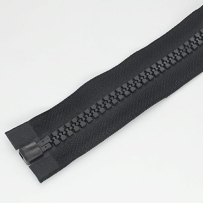 Leekayer 1PCS #10 114 Inch Heavy Duty Zippers for Sewing Separating Large Plastic Zippers Black Tape with Double Pull Tab Slider, Sleeping Bag, Boat, Canvas, Cover, Trampoline, Dog Bed,Tent