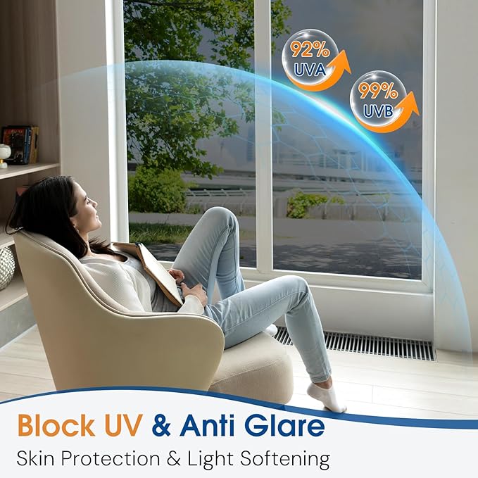 Homein One Way Privacy Window Film with Tool Window Tint for Home See Out Not in Heat Control Sun Blocking Mirror Reflective Anti UV Covering Static Cling No Glue Black-Sliver 23.6 x 157.4 inch