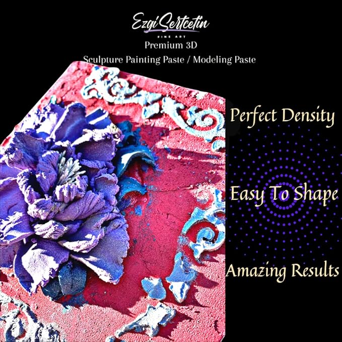 3D Sculpture Painting Paste|Texture Paste|Decorative Plaster|Ready to Use|Unique Colors|Ideal for Artwork|Stencil|Flowers|Texture|Art Relief|New Formula| 6 oz (Metallic Purple)