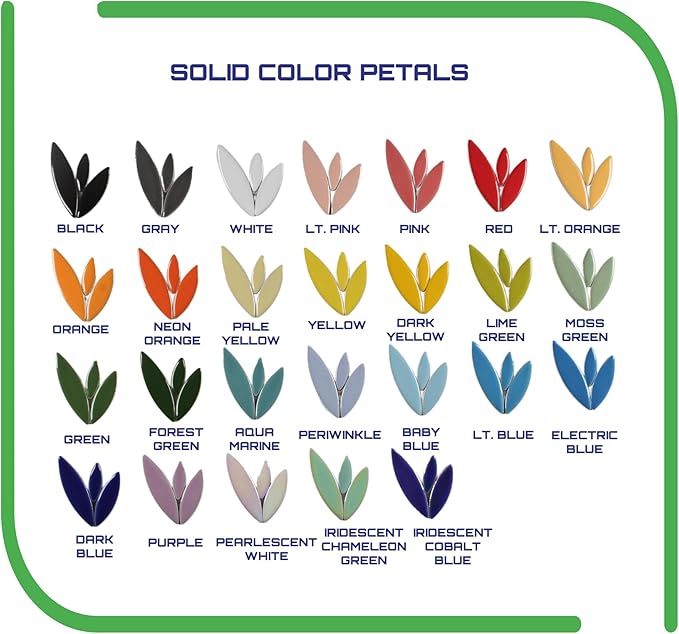 VerzTile Mosaic Tiles for Crafts - Petal Shaped Ceramic Tile Craft Hobbies & Art Projects 39 Color Options Endless Creativity DIY Design (Light Green Mix)