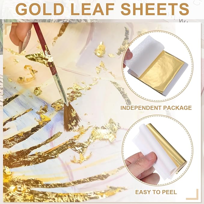 PATIKIL Gold Leaf Sheets for Art 3.7" x 3.4", 100 Pcs Gold Foil Sheet Metallic Leaf Papers for DIY Crafts Resin Furniture Nails Paintings Home Decoration, Light Silver
