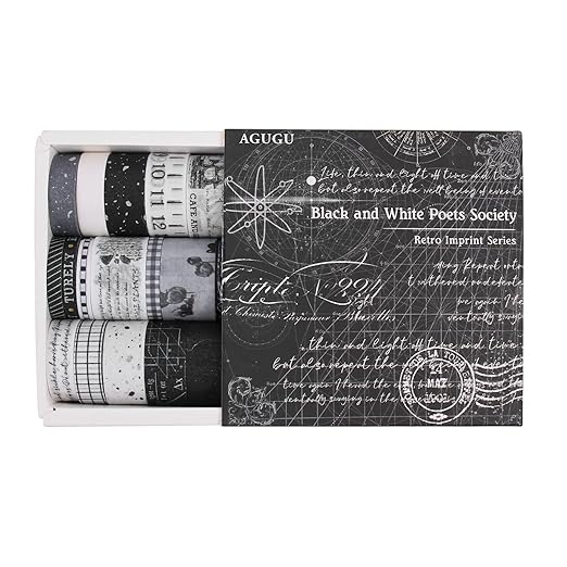 Dizdkizd Black and White Washi Tape Set, 20 Rolls Gothic Aesthetic Japanese Washi Tape Wide Scrapbooking Supplies Decorative Tape for Journaling, Planner, DIY Crafts