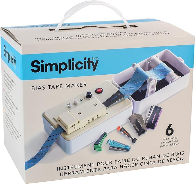 Simplicity 3881925US Sewing and Quilting Bias Tape Maker Tool with 6 Different-Sized Tips, Multicolor, 9pcs