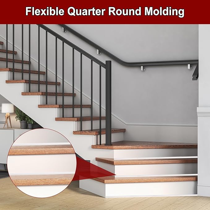 uxcell 236 Inch Flexible Quarter Round Molding Silicone Peel and Stick Trim Self Adhesive Shower Water Barrier for Corner Decor Bathroom Kitchen, Gray