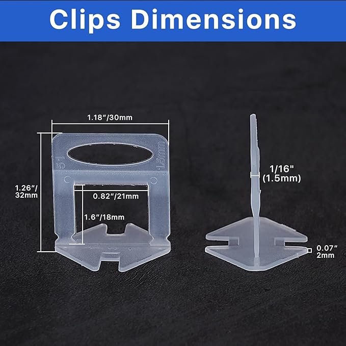 4500 Pcs Tile Leveling System Clips 1/16" (1.5mm) for Ceramic Tile and Stone Installation - DIY Tile Leveler Spacers Kit for Perfect Alignment(4500, 1/16)